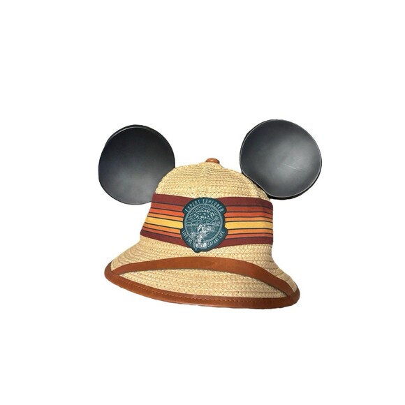 Disney Animal Kingdom Mickey Mouse Ears Safari Hat Expert Explorer Straw Cap - Picture 1 of 5